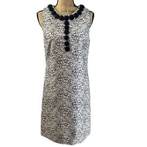 Carlisle Womens Black White Sleeveless Tweed Cotton Blend Sheath Dress Sz M